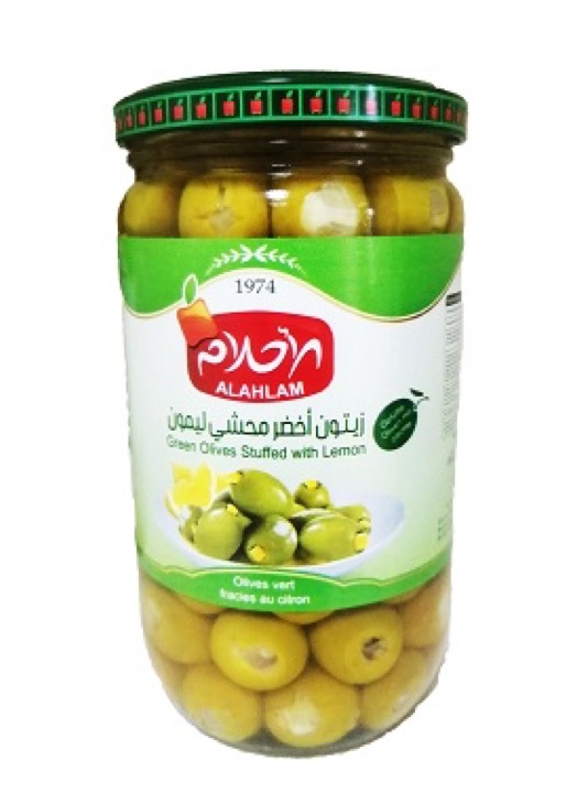 AL AHLAM GREEN OLIVES STUFFED WITH LEMON 12X450G