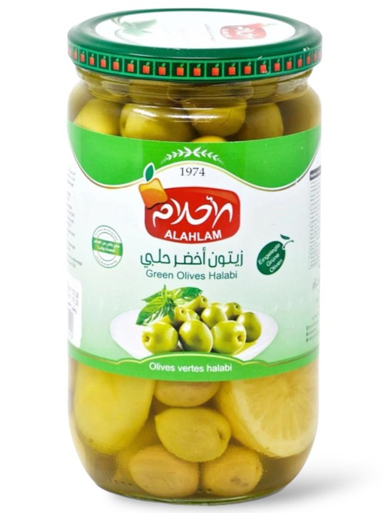 AL AHLAM GREEN OLIVES HALABI 12X500GR