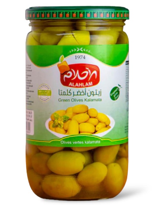 AL AHLAM GREEN OLIVES KALAMATA 12X450GR