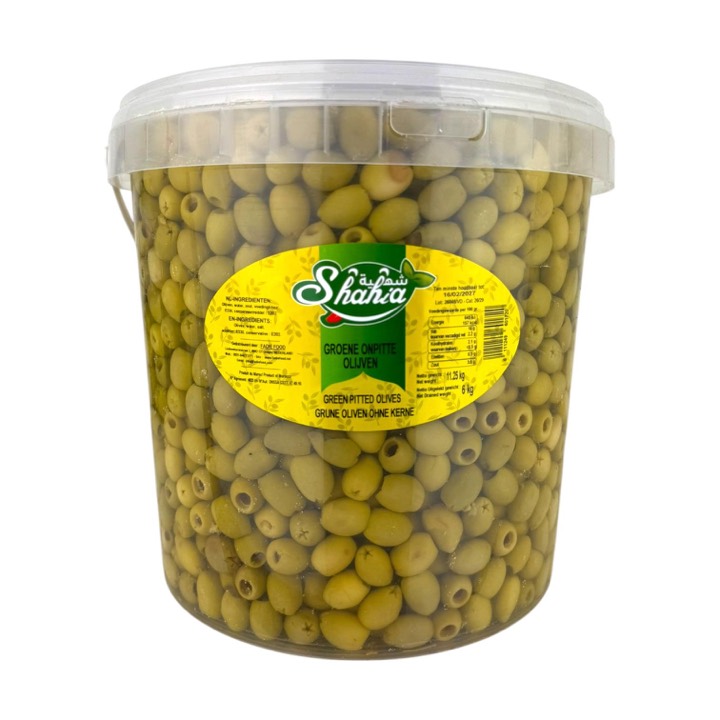 SHAHIA GREEN OLIVES WITHOUT PIT 11.25KG