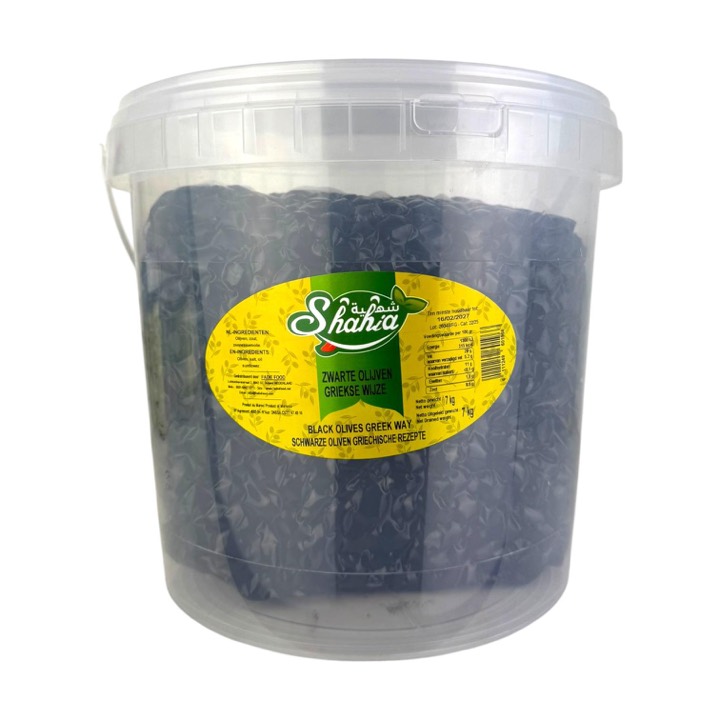 SHAHIA BLACK GREEK OLIVES 7KG